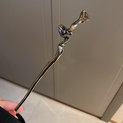 XIALUOKE Piepteni și bețișoare răsucite neregulate, geometrice, din metal, la modă minimalistă, unelte de păr, bijuterii, accesorii de păr