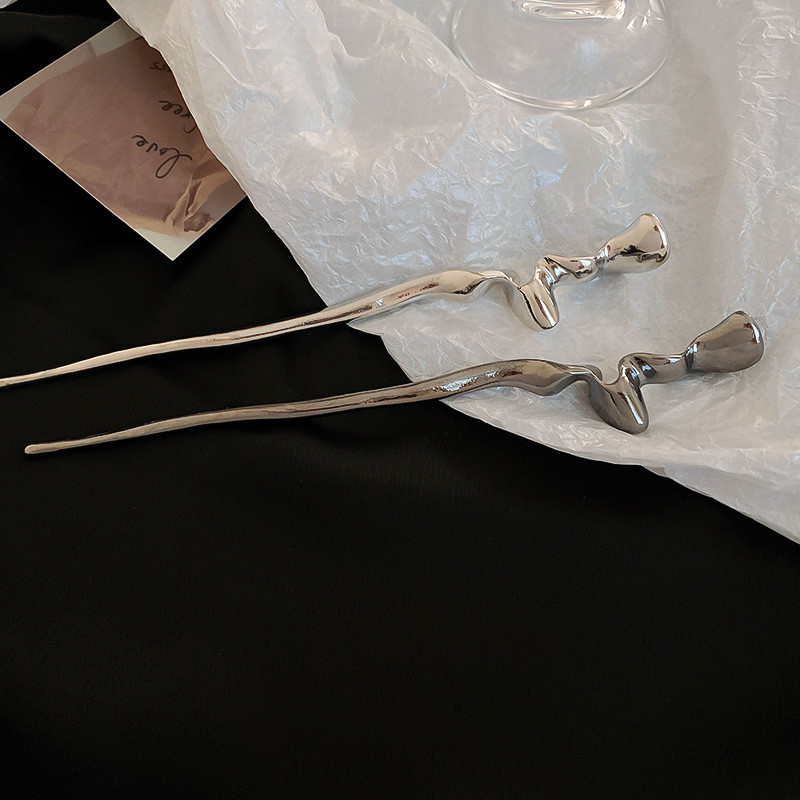 XIALUOKE Piepteni și bețișoare răsucite neregulate, geometrice, din metal, la modă minimalistă, unelte de păr, bijuterii, accesorii de păr