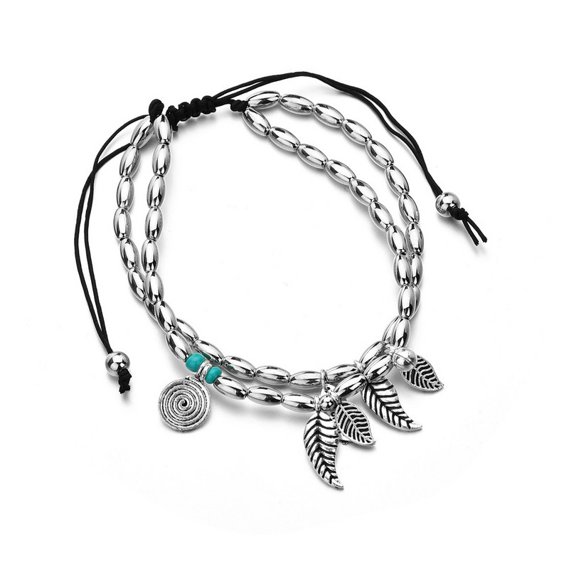Anklet etnic de epocă Brat de gleznă din aliaj din frunze Brațe de gleznă din oțel inoxidabil Picioare pentru femei Bijuterii de modă Accesorii Imbracaminte de plajă de vară 2019