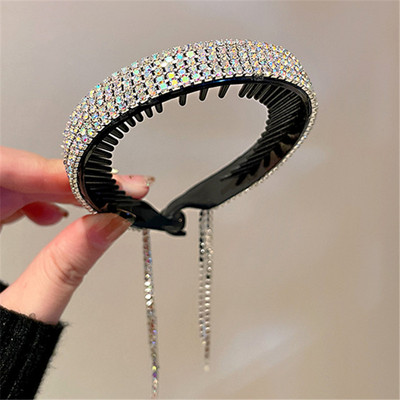 XIALUOKE Noua agrafă de păr în stil coreean pentru femei, gheare de păr cu strasuri, ciucuri lungi, accesorii de păr, cadouri