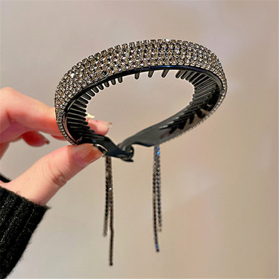 XIALUOKE Noua agrafă de păr în stil coreean pentru femei, gheare de păr cu strasuri, ciucuri lungi, accesorii de păr, cadouri