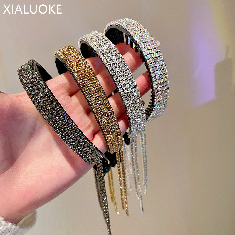 XIALUOKE Noua agrafă de păr în stil coreean pentru femei, gheare de păr cu strasuri, ciucuri lungi, accesorii de păr, cadouri