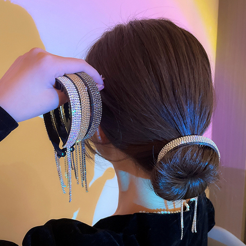 XIALUOKE Noua agrafă de păr în stil coreean pentru femei, gheare de păr cu strasuri, ciucuri lungi, accesorii de păr, cadouri