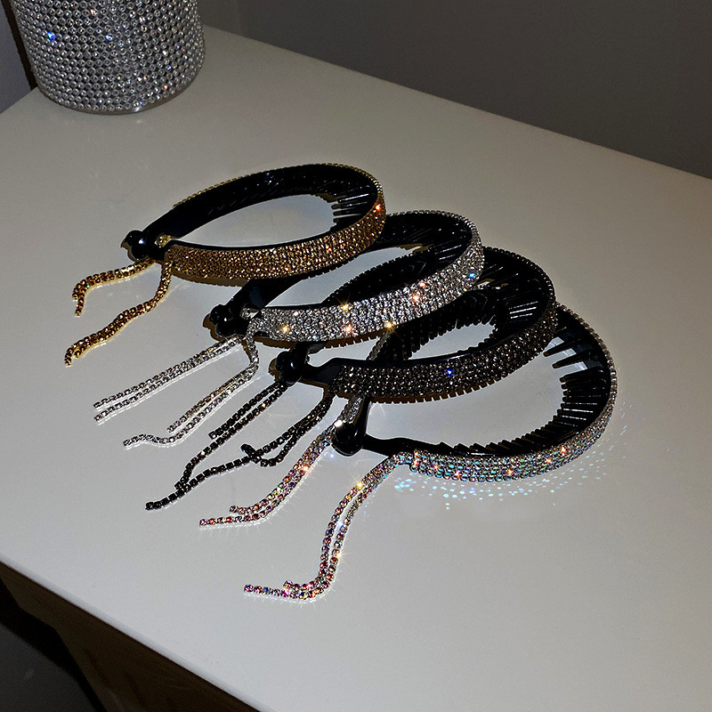 XIALUOKE Noua agrafă de păr în stil coreean pentru femei, gheare de păr cu strasuri, ciucuri lungi, accesorii de păr, cadouri