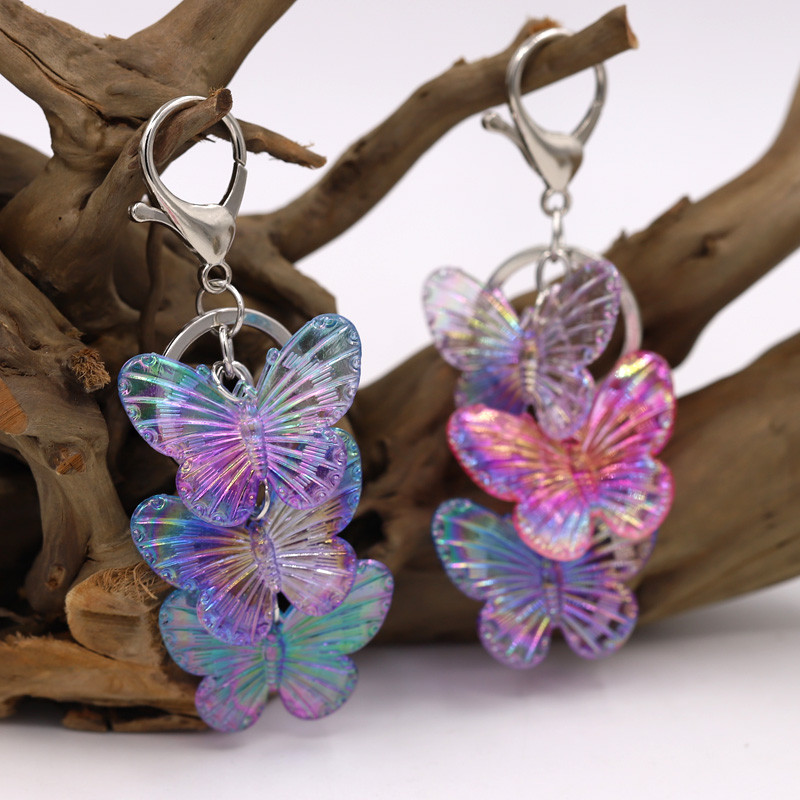 Bijuterii pentru femei Lanț cheie acrilic colorat fluture pandantiv Geanta pentru femeie accesorii pentru breloc pentru mașină Birou Breloc cadou pentru prieteni