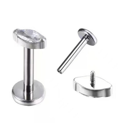 100% ASTM F136 Titan Zircon Labret Piercing 16G Push In Cercei Stud cartilaj Helix Bijuterii pentru corp pentru femei bărbați