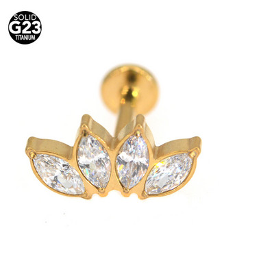 100% ASTM F136 Titan Zircon Labret Piercing 16G Push In Cercei Stud cartilaj Helix Bijuterii pentru corp pentru femei bărbați