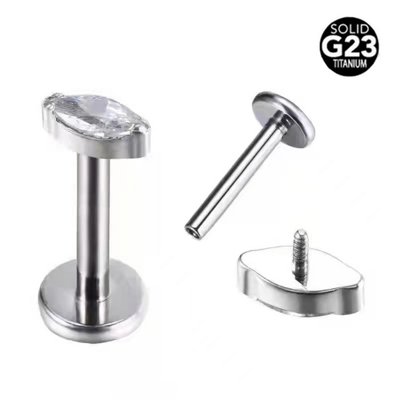 100% ASTM F136 Titan Zircon Labret Piercing 16G Push In Cercei Stud cartilaj Helix Bijuterii pentru corp pentru femei bărbați