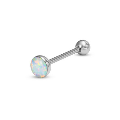 1 buc. Opal Bijuterii pentru corp Inele pentru limba Barbell pentru femei din oțel chirurgical, cu șuruburi, rotund, piercing pentru limba Stud 14G Piercing sexy