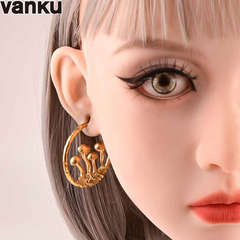 Vanku 2 buc din oțel inoxidabil noi urechi de ciuperci urechi umerase pentru urechi întinse calibre dopuri urechi tuneluri piercing bijuterii