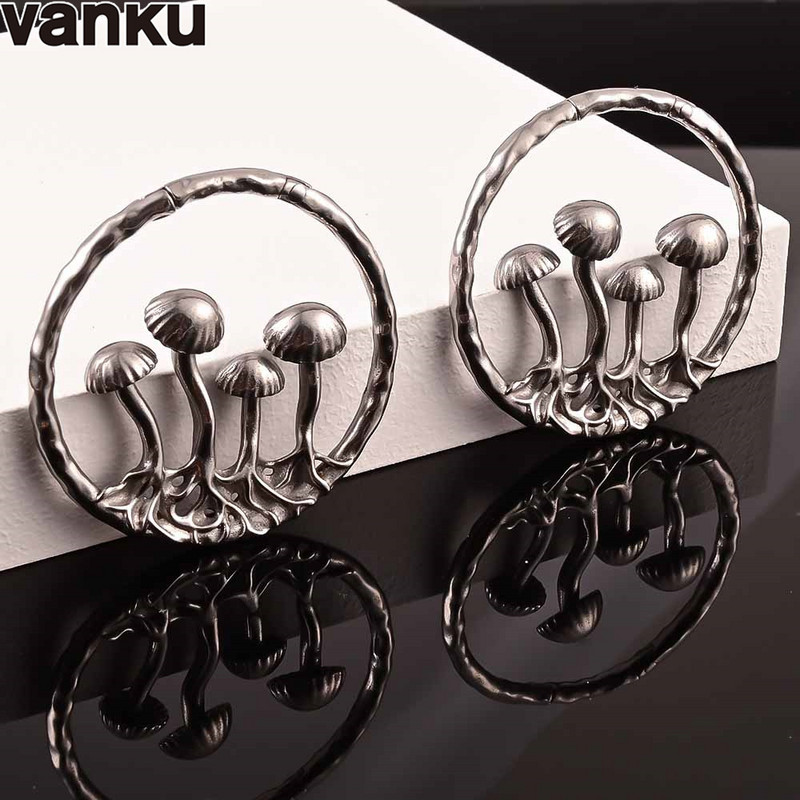 Vanku 2 buc din oțel inoxidabil noi urechi de ciuperci urechi umerase pentru urechi întinse calibre dopuri urechi tuneluri piercing bijuterii