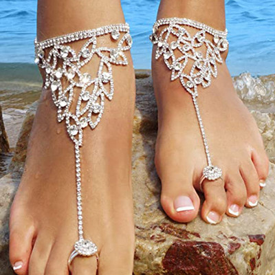 Stonefans modna narukvica s gležnjačama za prste s kamenčićima za žene Festivalski dodaci Sandale za bose noge Boho nakit na veliko