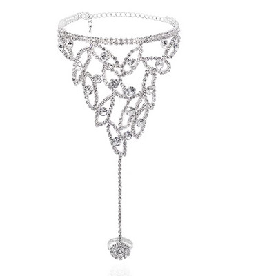 Stonefans Fashion Strass Deget Bratara de glezna pentru femei Accesorii de festival Sandale desculțe glezna Boho Bijuterii En-gros