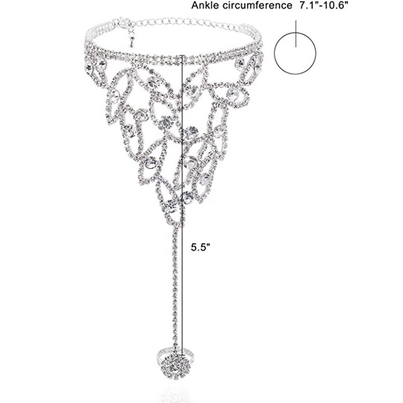 Stonefans Fashion Strass Deget Bratara de glezna pentru femei Accesorii de festival Sandale desculțe glezna Boho Bijuterii En-gros