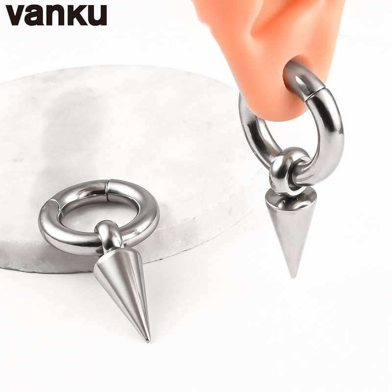 Vanku 2db Egyszerű rozsdamentes acél akasztós éles kúp mágnes fülsúly testpiercing ékszer fülbevaló bővítők hordágyak