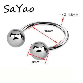 Голяма топка Мряна от неръждаема стомана Подкова Пръстен Вежда Банан Извит трагус Пиърсинг за уши PA Пръстени Пръчка за зърна Устни Бижута за тяло
