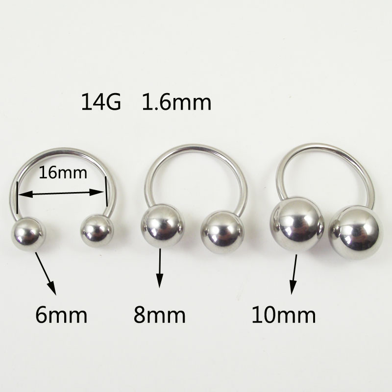 Big Ball din oțel inoxidabil Barbell Horseshoe Inel Sprâncene Banana Curbat Tragus Piercing pentru ureche Inele PA Inele pentru mamelon Buze Bijuterii pentru corp