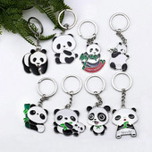 1Pc Creative Cartoon Panda Μπρελόκ αυτοκινήτου Χαριτωμένο μεταλλικό κρεμαστό σακίδιο πλάτης με ζώα Δώρο για ζευγάρια παιδιά