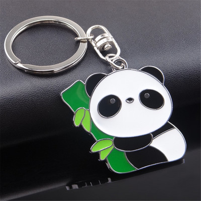 1Pc Creative Cartoon Panda Μπρελόκ αυτοκινήτου Χαριτωμένο μεταλλικό κρεμαστό σακίδιο πλάτης με ζώα Δώρο για ζευγάρια παιδιά