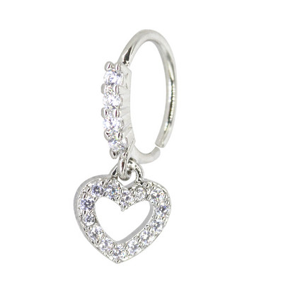 20G Gem Dangle Orrgyűrűk Női Szívhez Függesztett Orr Piering Ékszerek Testékszerek