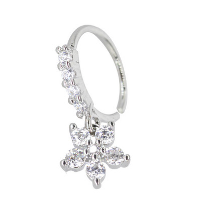 20G Gem Dangle Orrgyűrűk Női Szívhez Függesztett Orr Piering Ékszerek Testékszerek