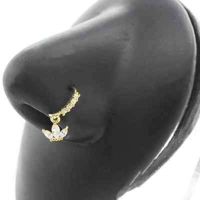 20G Gem Dangle Orrgyűrűk Női Szívhez Függesztett Orr Piering Ékszerek Testékszerek