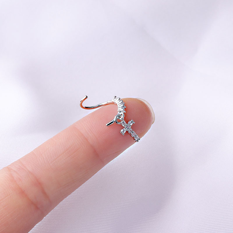 20G Gem Dangle Orrgyűrűk Női Szívhez Függesztett Orr Piering Ékszerek Testékszerek
