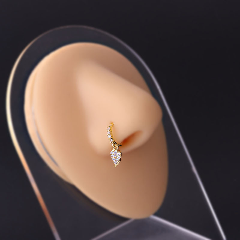20G Gem Dangle Orrgyűrűk Női Szívhez Függesztett Orr Piering Ékszerek Testékszerek