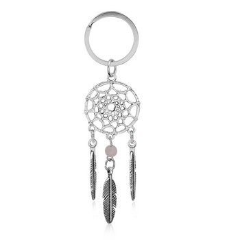 Ροζ μαύρες χάντρες Dreamcatcher Feather Wind Dream Catcher Μπρελόκ Γυναικεία Vintage Μπρελόκ σε Ινδικό Στιλ Μποέμ