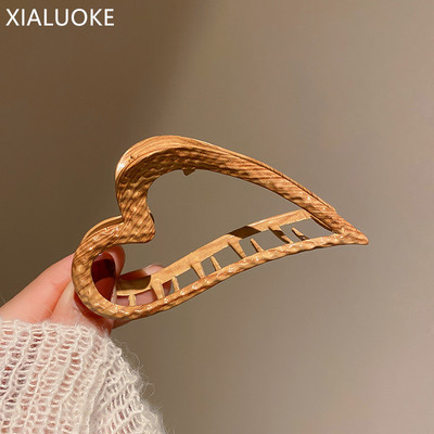 XIALUOKE Нови жени, елегантни кухи геометрични метални сърца, нокът за коса, винтидж щипки за коса, лента за глава, фиби, модни аксесоари за коса