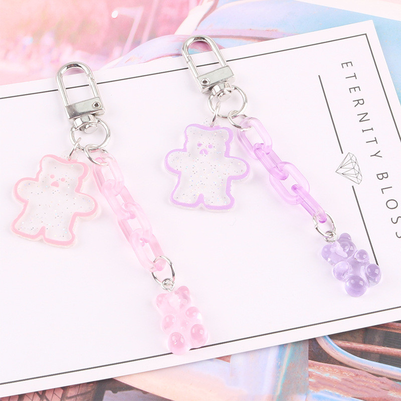 6 culori Fashion Lanț colorat Urs Breloc Femei Fată Gummy Bear Geantă Breloc Drăguț Airpods Pandantiv Brelocuri Brelocuri Cadouri