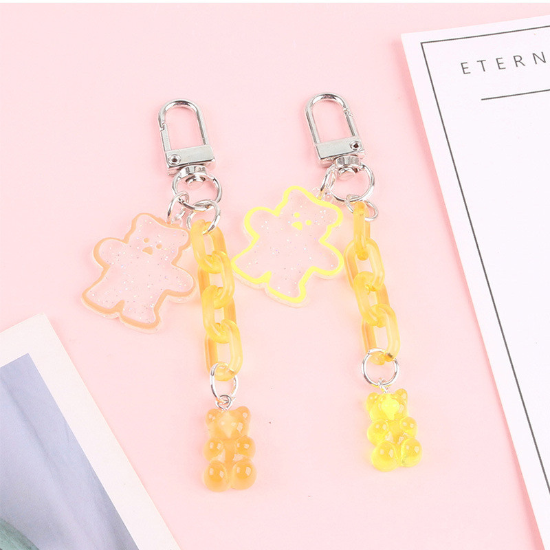 6 culori Fashion Lanț colorat Urs Breloc Femei Fată Gummy Bear Geantă Breloc Drăguț Airpods Pandantiv Brelocuri Brelocuri Cadouri