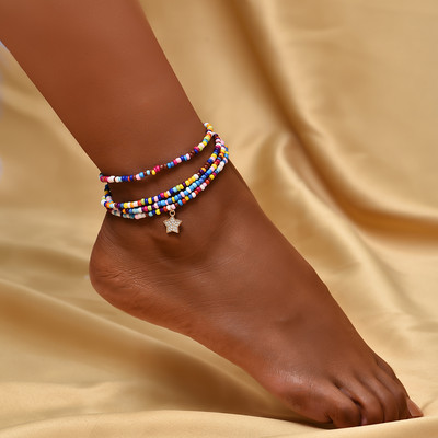 Boho Foot Circle Chain Boho Nyári Karkötő Taless "S" alakú Medál Báj Szandál Mezítlábas Strand láb menyasszonyi ékszer A031
