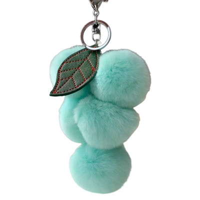 Breloc cu pompoane de struguri minunate Breloc cu pompoane pufoase Breloc cu pompoane din blană de iepure Rex Breloc pentru chei pentru mașină Accesorii cu pandantiv