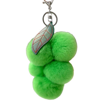 Breloc cu pompoane de struguri minunate Breloc cu pompoane pufoase Breloc cu pompoane din blană de iepure Rex Breloc pentru chei pentru mașină Accesorii cu pandantiv