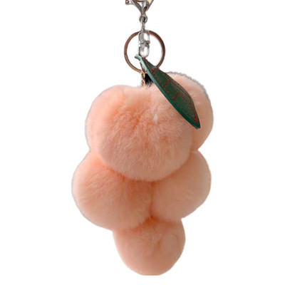 Breloc cu pompoane de struguri minunate Breloc cu pompoane pufoase Breloc cu pompoane din blană de iepure Rex Breloc pentru chei pentru mașină Accesorii cu pandantiv