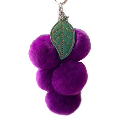 Breloc cu pompoane de struguri minunate Breloc cu pompoane pufoase Breloc cu pompoane din blană de iepure Rex Breloc pentru chei pentru mașină Accesorii cu pandantiv