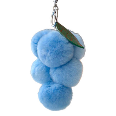 Breloc cu pompoane de struguri minunate Breloc cu pompoane pufoase Breloc cu pompoane din blană de iepure Rex Breloc pentru chei pentru mașină Accesorii cu pandantiv