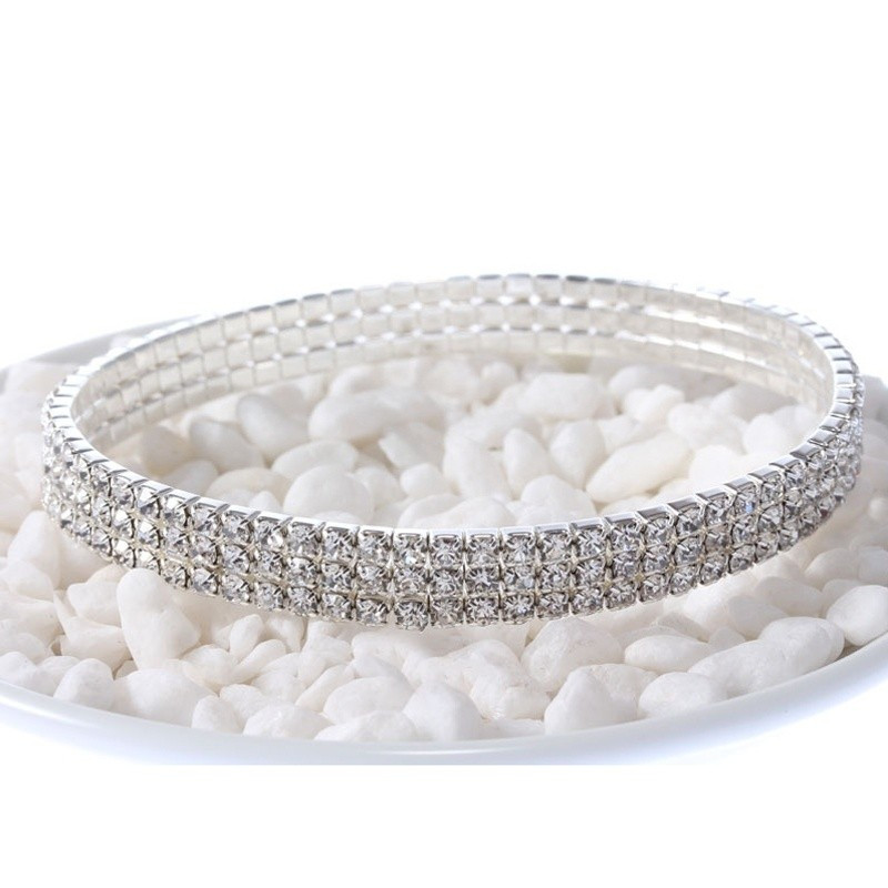 Nouă gleznă cu strasuri pe mai multe rânduri pentru femei, lanț de picioare Boho, bijuterii de plajă de vară, brățară de gleznă de culoare argintie, elastică.