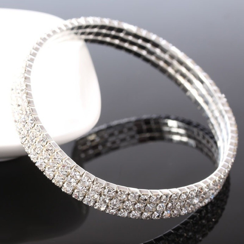 Nouă gleznă cu strasuri pe mai multe rânduri pentru femei, lanț de picioare Boho, bijuterii de plajă de vară, brățară de gleznă de culoare argintie, elastică.