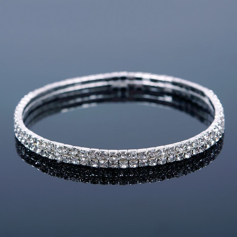 Nouă gleznă cu strasuri pe mai multe rânduri pentru femei, lanț de picioare Boho, bijuterii de plajă de vară, brățară de gleznă de culoare argintie, elastică.