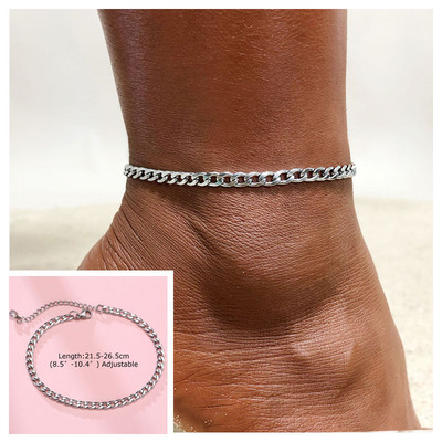 Plajă femei lanț gleznă frânghie din oțel inoxidabil Twist lanț link gleznă vară picior brățară bijuterii cu ridicata