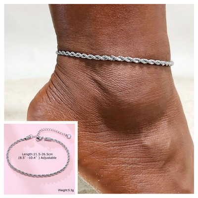 Plajă femei lanț gleznă frânghie din oțel inoxidabil Twist lanț link gleznă vară picior brățară bijuterii cu ridicata