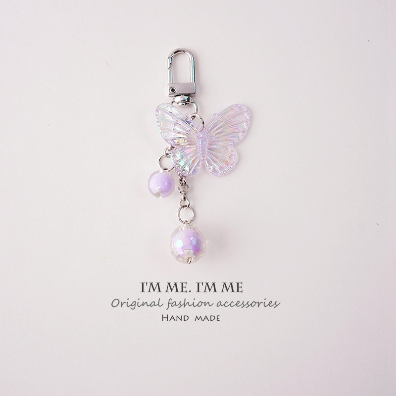 Breloc cu fluture cu laser Kawai, pandantiv pentru geantă de inimă pentru fete