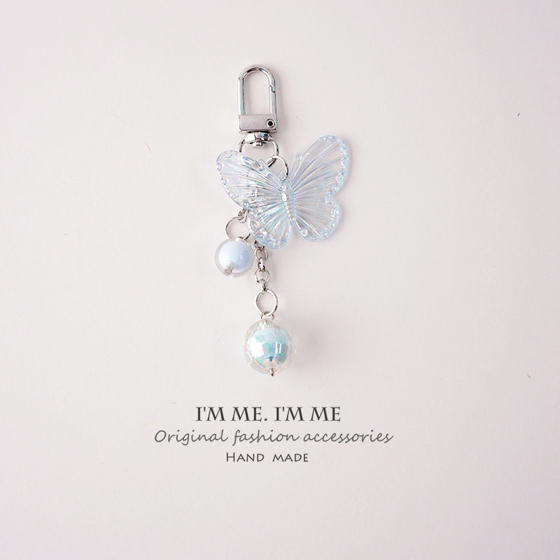 Breloc cu fluture cu laser Kawai, pandantiv pentru geantă de inimă pentru fete