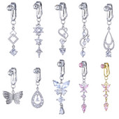 Нова изкуствена пеперуда на корема Фалшив пиърсинг на корема Пеперуда с щипка върху пъпа на пъпа Фалшив пиърсинг на хрущялна обеца Фалшив клип