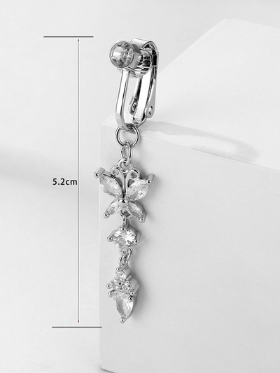 Нова изкуствена пеперуда на корема Фалшив пиърсинг на корема Пеперуда с щипка върху пъпа на пъпа Фалшив пиърсинг на хрущялна обеца Фалшив клип