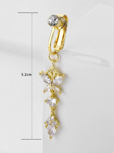 Нова изкуствена пеперуда на корема Фалшив пиърсинг на корема Пеперуда с щипка върху пъпа на пъпа Фалшив пиърсинг на хрущялна обеца Фалшив клип