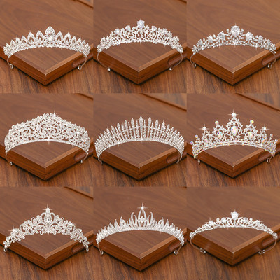 Menyasszonyi tiara hajkorona Esküvői hajkiegészítő nőknek Ezüst színű korona menyasszonyi koronákhoz és tiara női kiegészítők ajándék