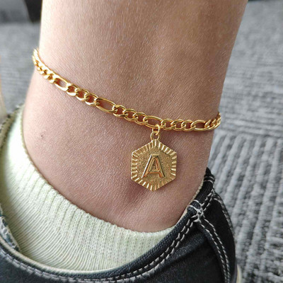 boka karkötők nőknek kezdeti bokalánc AZ betűs karkötő cheville enkelbandjes sieraden Alphabet láb bokalánc lánc
